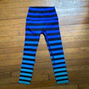 K-DEER ombré striped cropped leggings blue black